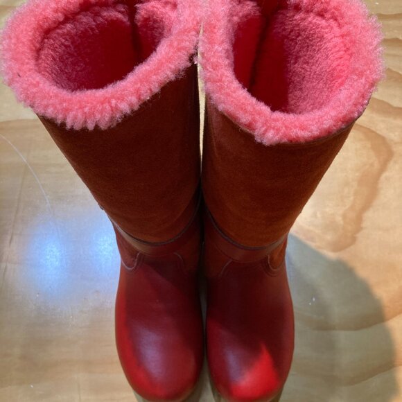RARE Vintage RED SVEN No. 6 tall shearling clogs Size 39 - Picture 10 of 10